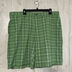 IZOD Golf Shorts Mens 40 Green Plaid PerformX Performance Athletic Lightweight‎
